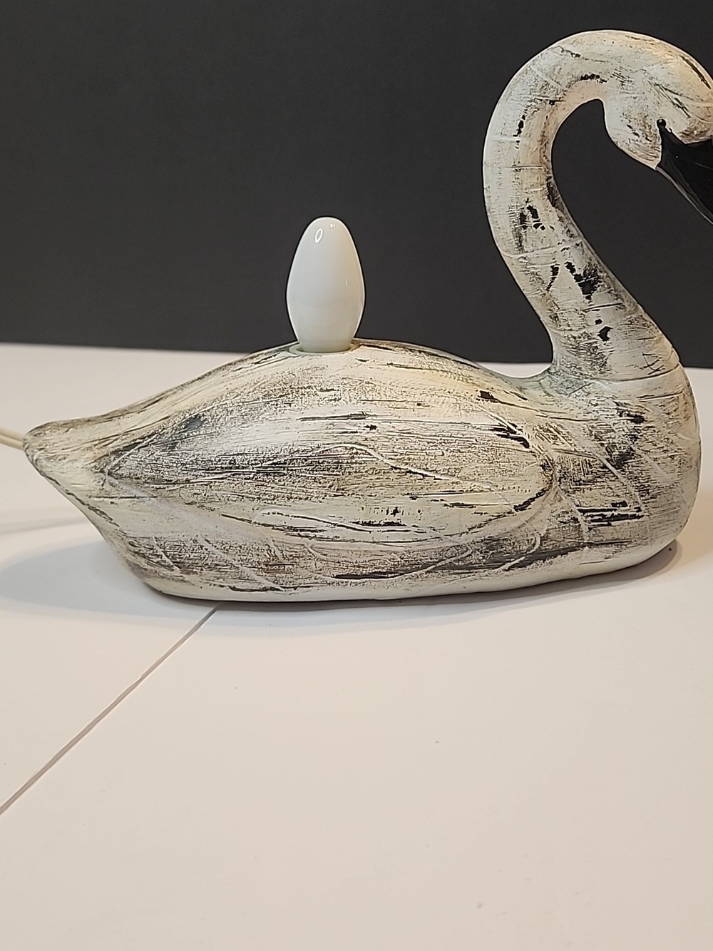 Colonial Tin Works Inc. Swan Nightlight Handcrafted White Distressed It Works!!